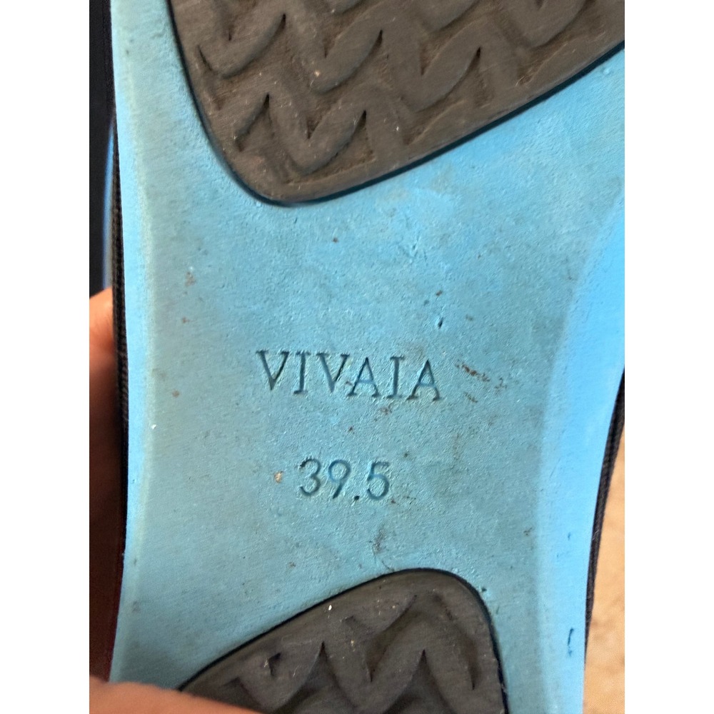 VIVAIA Black Ribbed Knit Square Toe Flats Blue Sole Eco Friendly EU 39.5 Womens - Picture 5 of 9